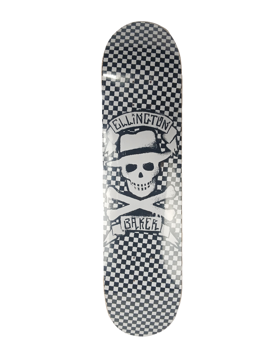 Baker Erik Ellington Checkers White Black Size 7.8" Vintage NOS Deck