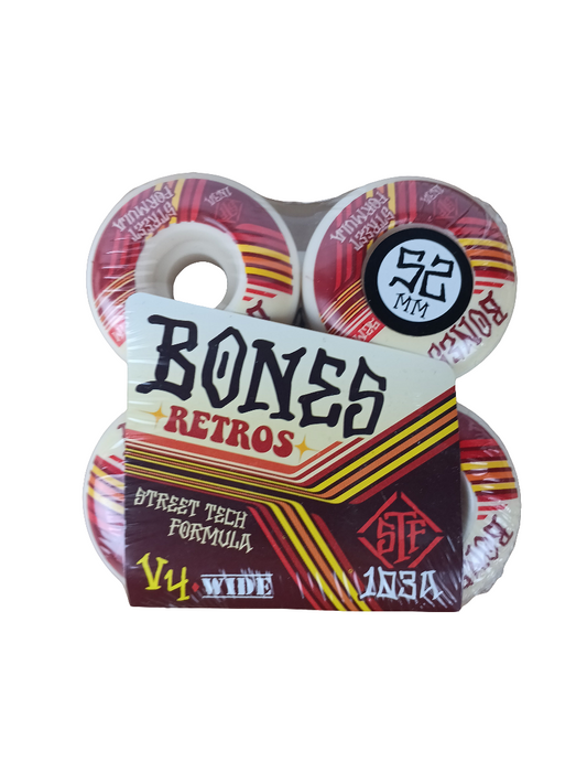 Bones Retros Red Yellow White V4 Wide Street Tech Formula STF Size 52MM 99A Durometer Vintage NOS Wheels