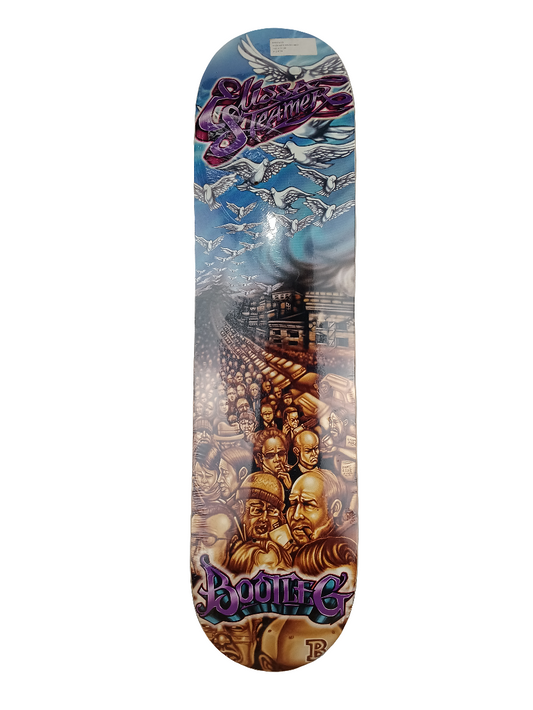 Bootleg Skateboards Elissa Steamer Doves White Blue Purple Multicolor 7.63 Vintage NOS Deck