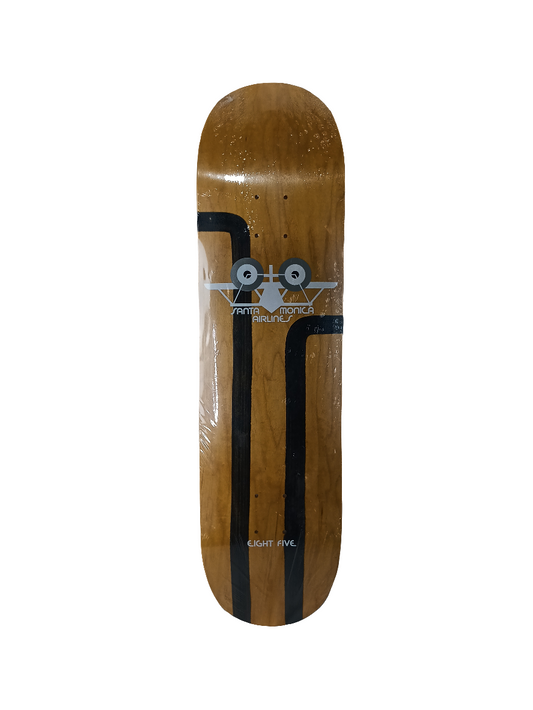 Santa Monica Airlines Tan Woodgrain White Plane Black Lines Size 8.5" Vintage NOS Deck