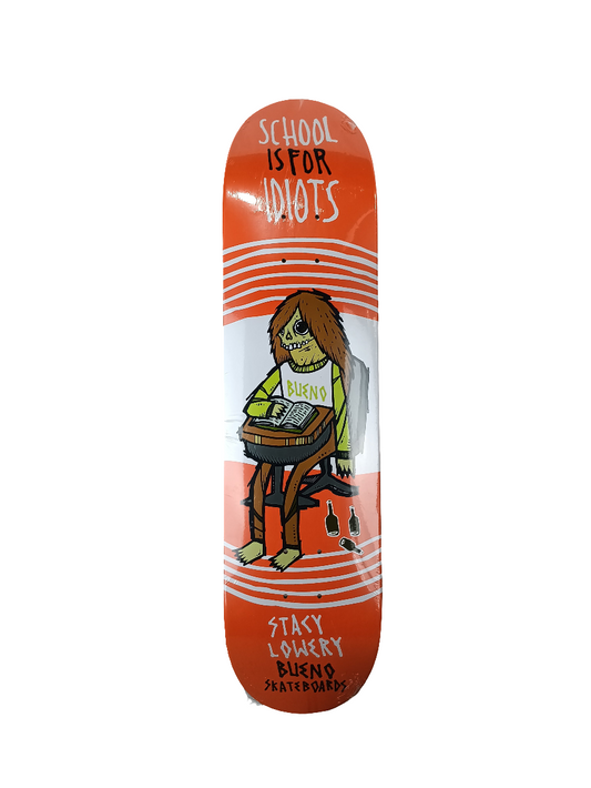 Bueno Stacy Lowery School Is For Idiots Orange Multi Size 7.75" Vintage NOS Deck