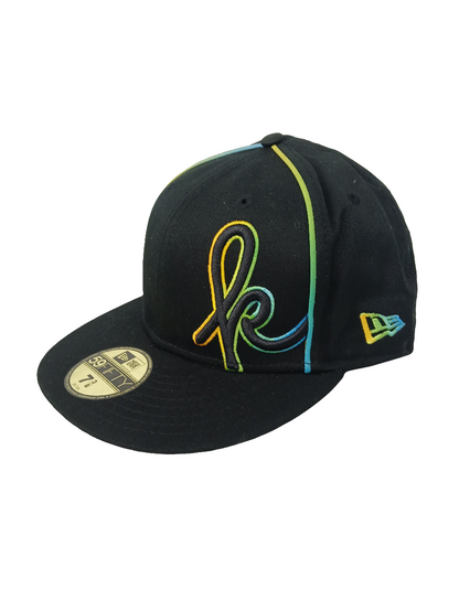 Krux X New Era Kaveman Black Tye Dye US Mens Size 7 3/8 58.7 CM Vintage NOS Fitted Hat