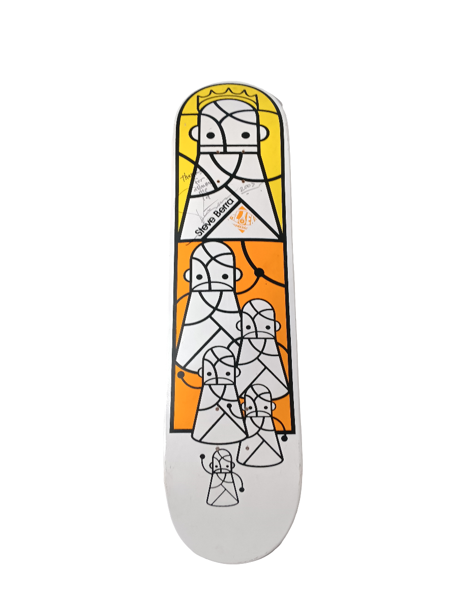 Alien Workshop Steve Berra Signed 2007 White Yellow Orange Size 7.75 Skateboard Deck