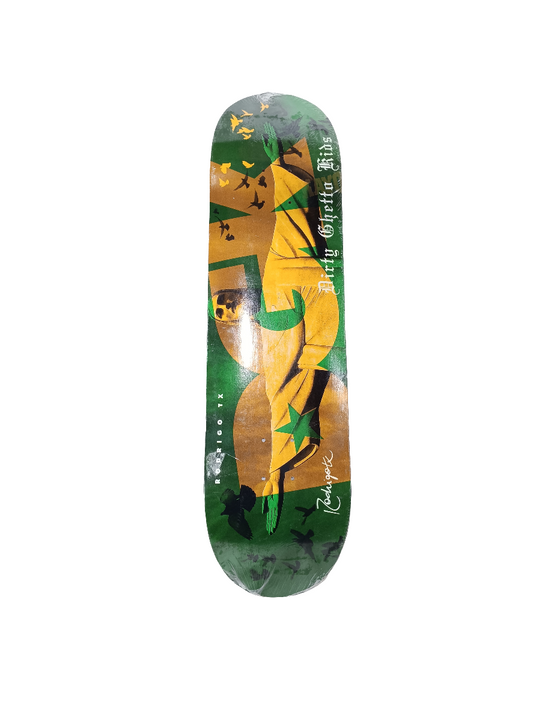 DGK Rodrigo Tx Jesus Brazil Statue Green Yellow White Size 8.38" Vintage NOS Deck