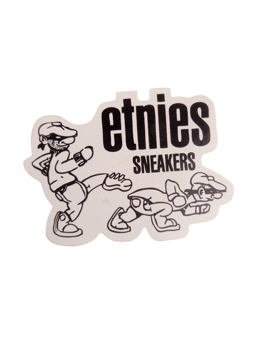 Etnies Etnies Sneakers Bandits White Black 1.75" x 2" Vintage NOS Sticker