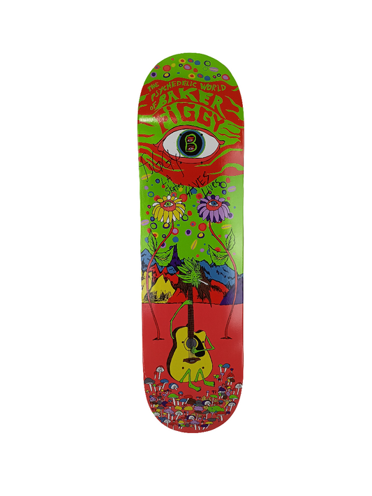 Baker Justin Figgy Figueroa Psychedelia Red Green Multicolor Size 8.475" Autographed Vintage NOS Deck