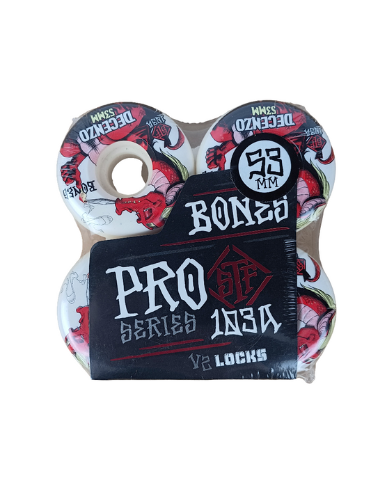 Bones Ryan Decenzo Red Dragon White Red Black Pro Street Tech Formula STF V2 Locks Size 53MM 103A Durometer Vintage NOS Wheels