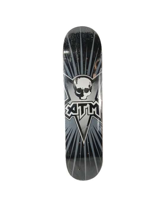ATM Click Skull Black Grey White Size 7.5" Vintage NOS Deck