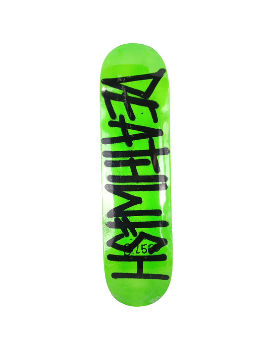 Deathwish Team Spray Neon Green Black Size 8.25 Skateboard Deck