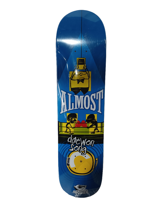 Almost Daewon Song Round Three Graphic Blue White Yellow Size 7.4" Vintage NOS Deck