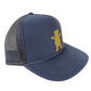 Diamond Supply Co. Grizzly Navy Blue Gold Bear Logo Mesh Snapback Vintage Trucker Snapback Hat