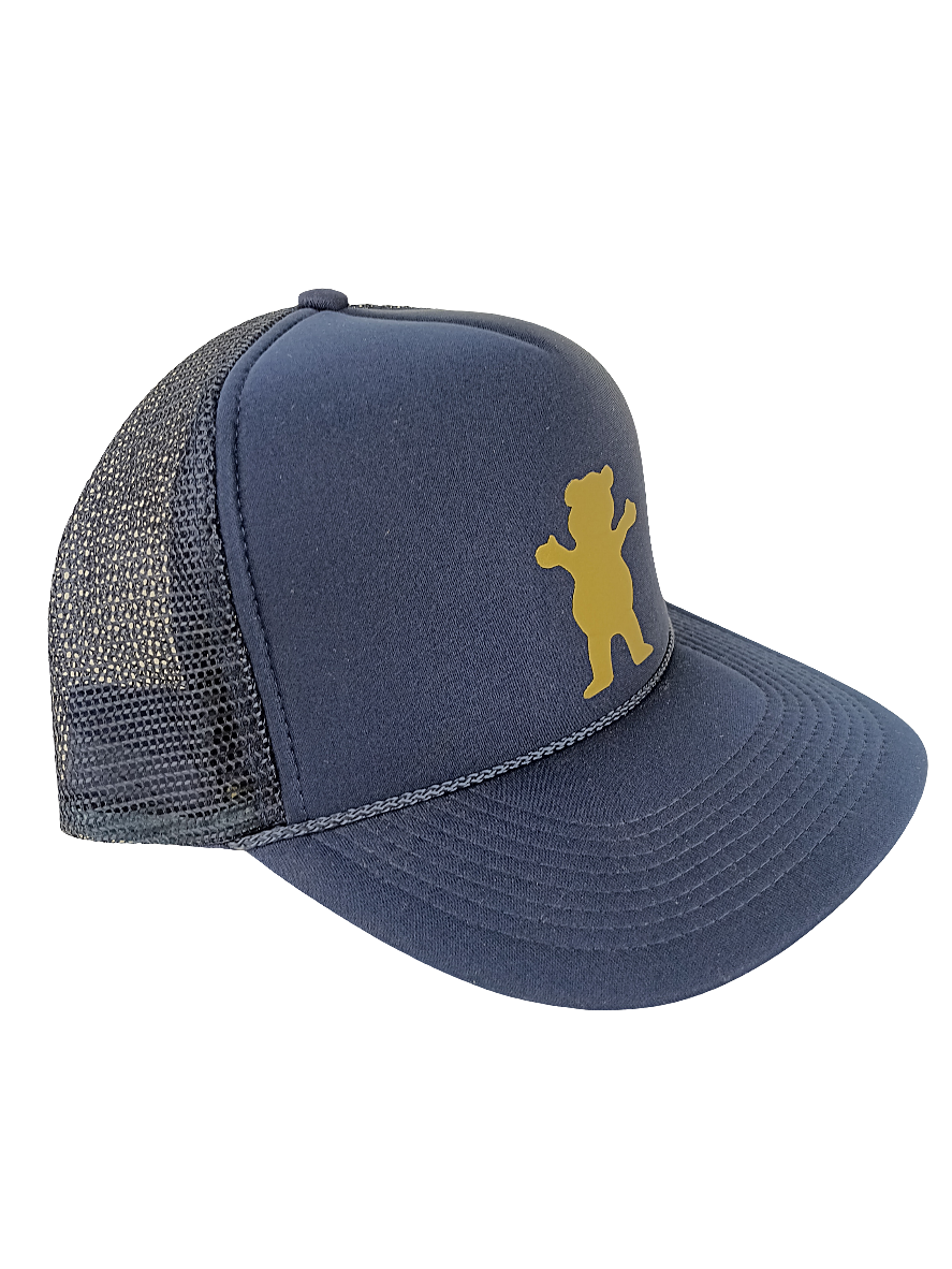 Diamond Supply Co. Grizzly Navy Blue Gold Bear Logo Mesh Snapback Vintage Trucker Snapback Hat