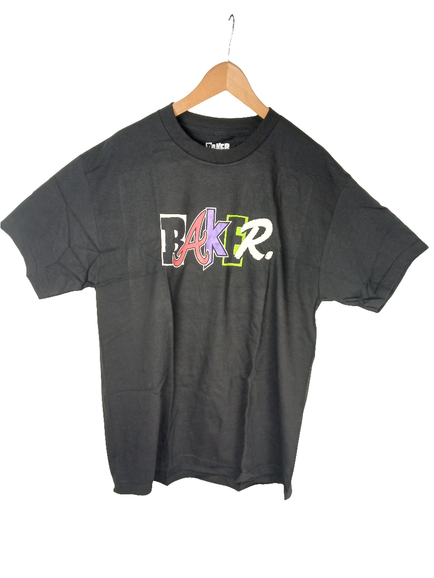 Baker Classic Team Graphic Font Logo Black Multi Mens Size L S/s Vintage Shirt