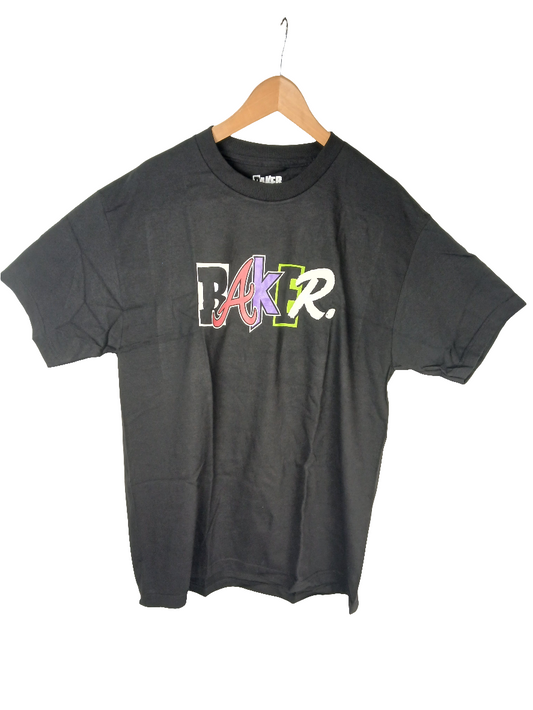 Baker Classic Team Graphic Font Logo Black Multi Mens Size L S/s Vintage Shirt