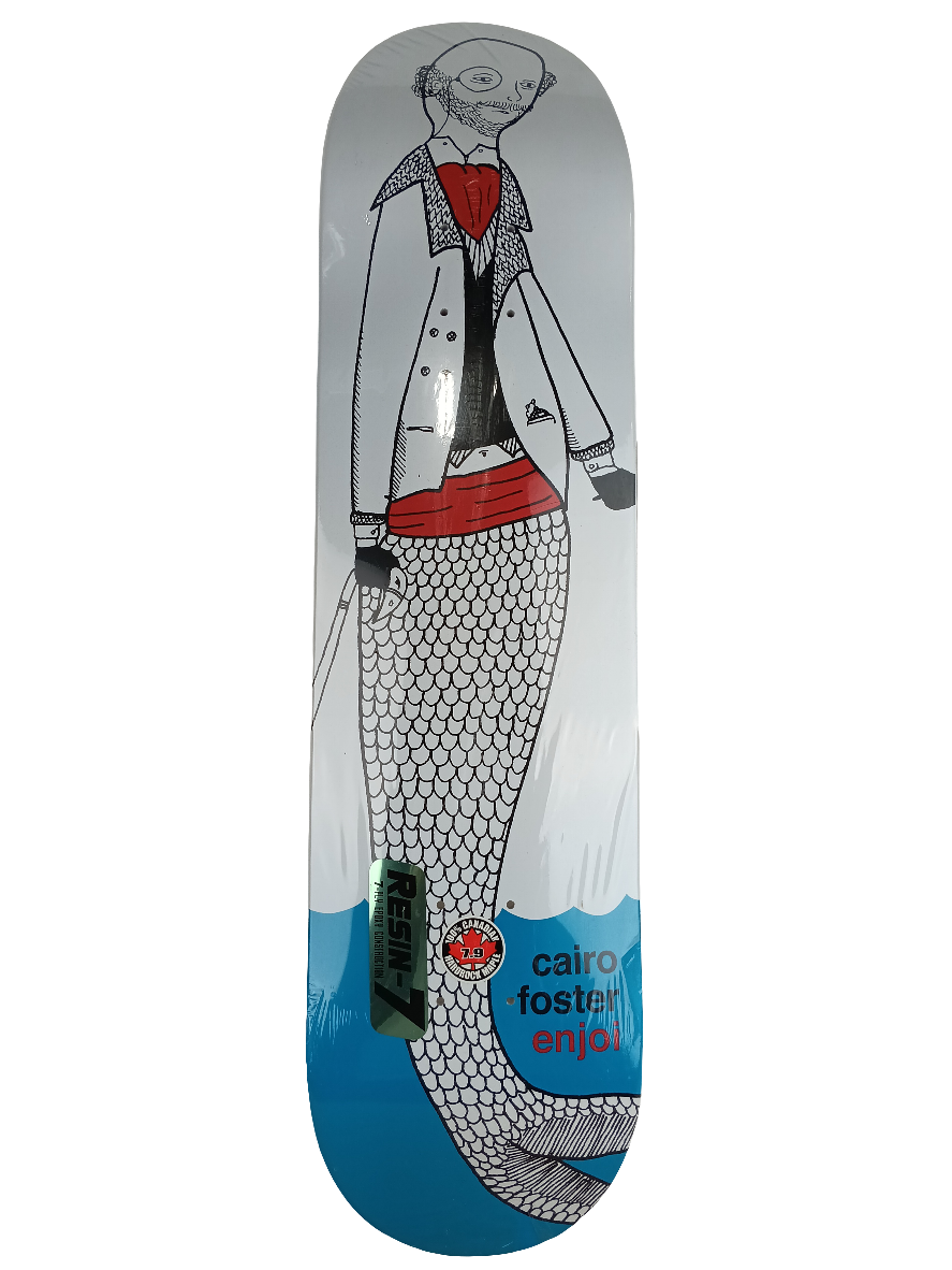 Enjoi Skateboards Cairo Foster Merman Dipped White Red Blue 7.9" X 31.8" Vintage NOS Deck