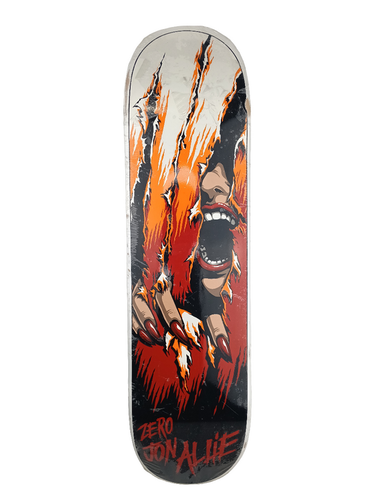 Zero Jon Allie Slasher Graphic White Black Red Size 8.1 Skateboard Deck