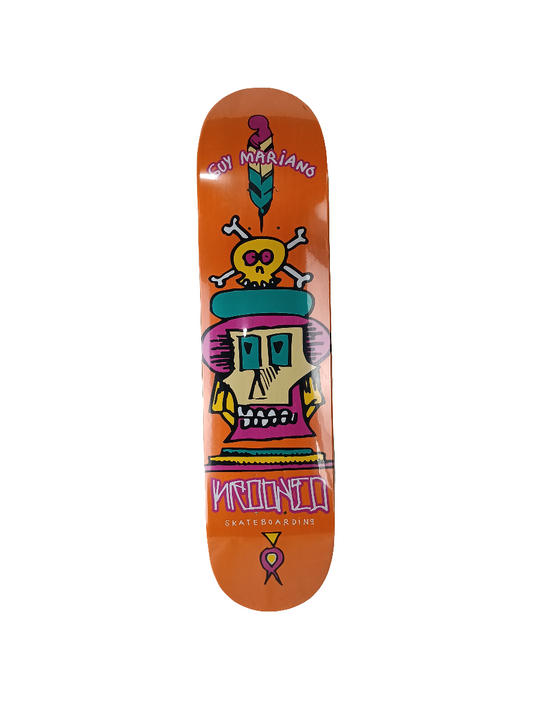 Krooked Guy Mariano Guest Board Orange Multi Color Size 7.625" Vintage NOS Deck