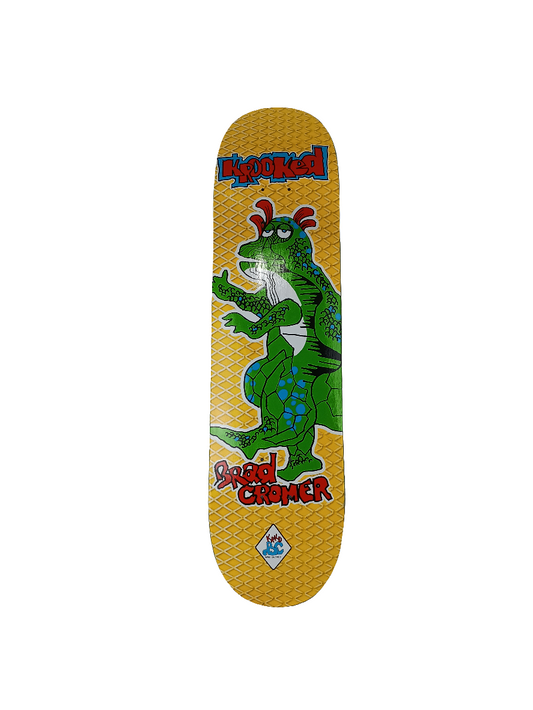 Krooked Brad Cromer First Pro Model Dinosaur Green Red Yellow Size 8.0" Vintage NOS Deck