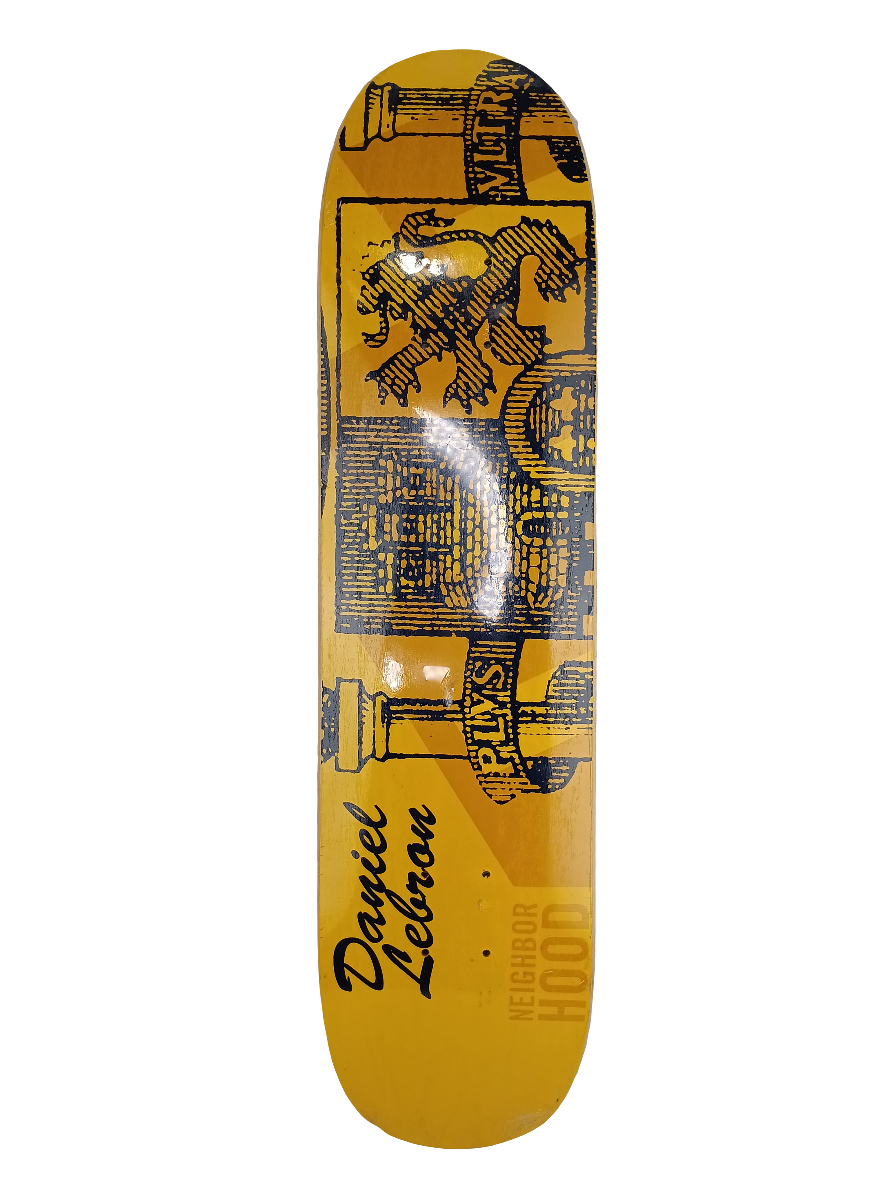 Neighborhood Daniel Lebron Pro Model Yellow Navy Size 7.5 Skateboard Deck