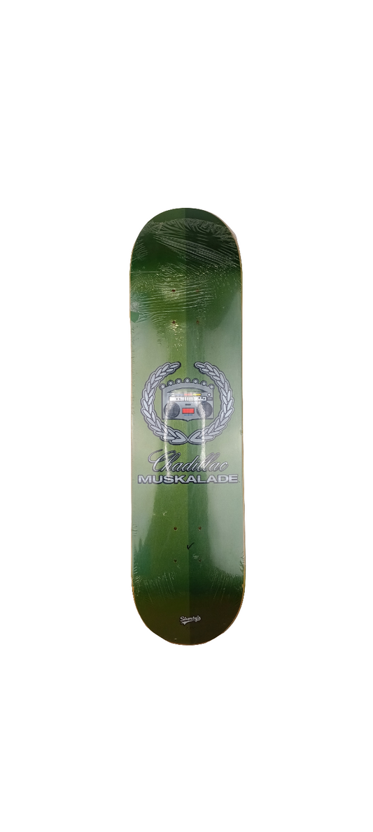 Shorty's Chad Muska Chadillac Muskalade Green Candy Paint Silver 7.75 Vintage NOS Deck