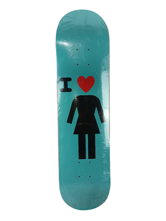 Girl Skateboards I Heart Girl Size 7.78" Vintage NOS Deck