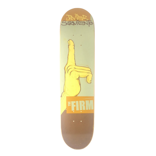 The Firm Javier Sarmiento Finger Letter Series Brown/Grey Size 7.75" Vintage NOS Deck