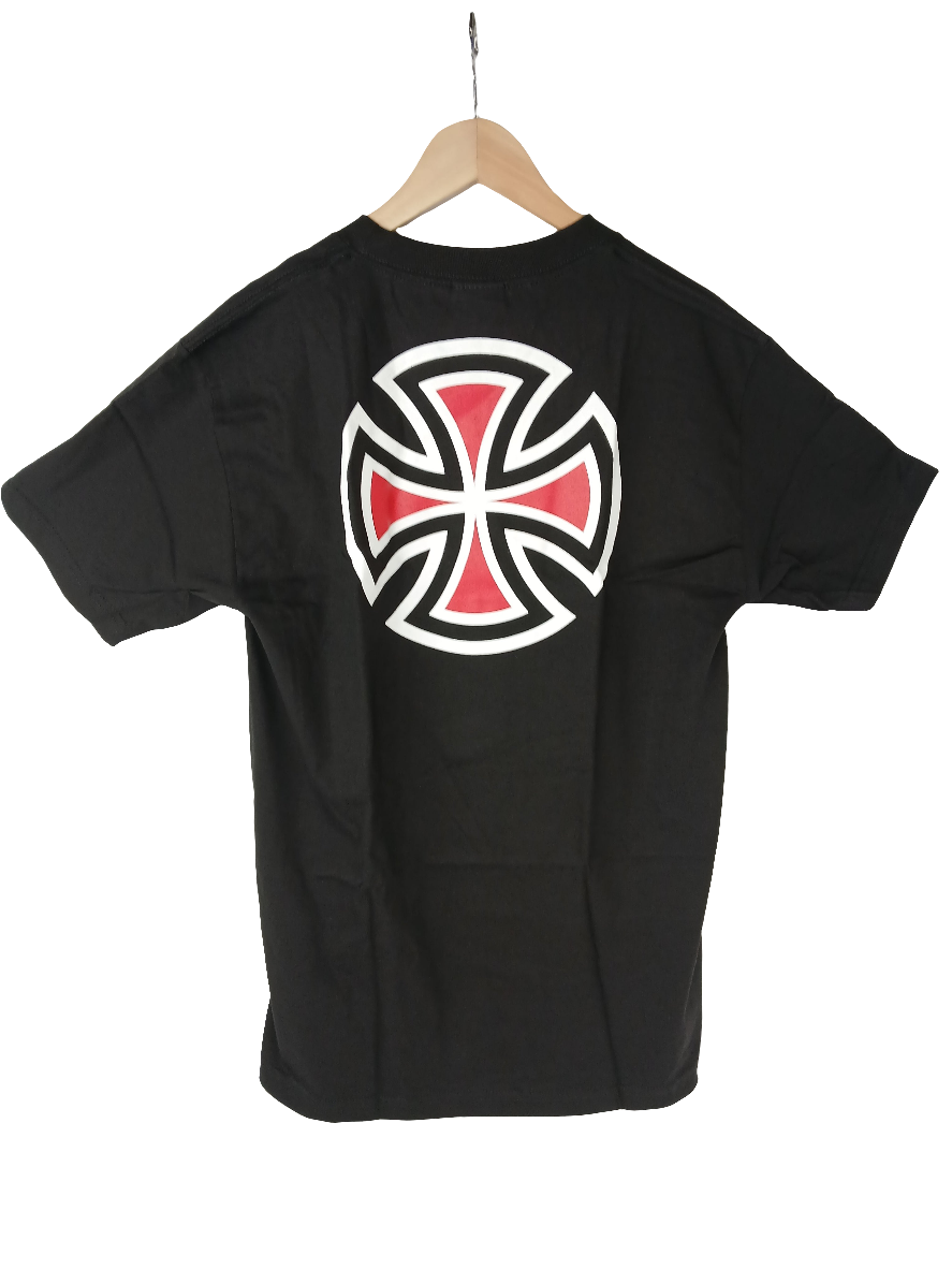 Independent Bar Cross Regular Black White Red Size M S/s Vintage Shirt