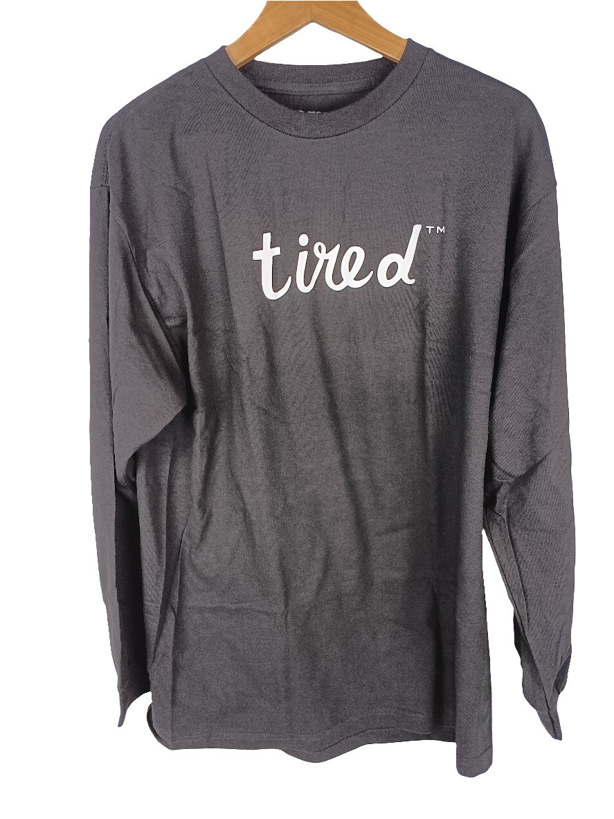Tired Script Black White Size Large L/s Shirt