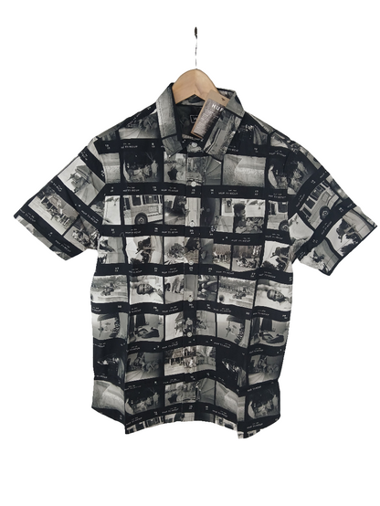 Huf EMB Short Sleeve Woven Black White Medium T-shirt