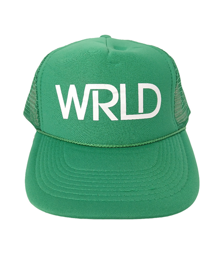 World Industries WRLD Green White Mesh Trucker Snapback NOS Vintage Hat