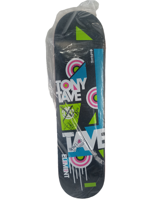 Element Tony Tave Signed Fiber Light Graphic Black Multi Color Size 7.75 Skateboard Deck