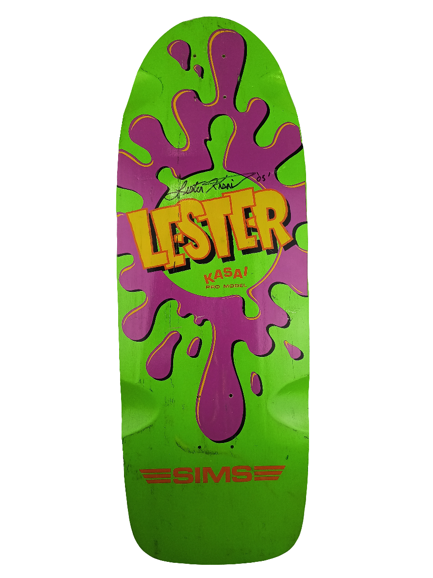 Sims Lester Kasai Splat E Series Green Purple Yellow 10" Original Vintage NOS Deck