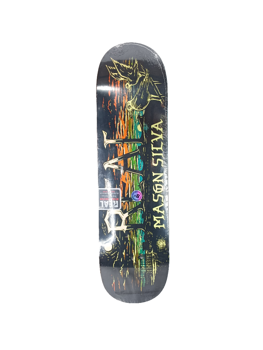 Real Mason Silva Dawn Patrol Graphic Black Multi Color Size 8.5 Skateboard Deck