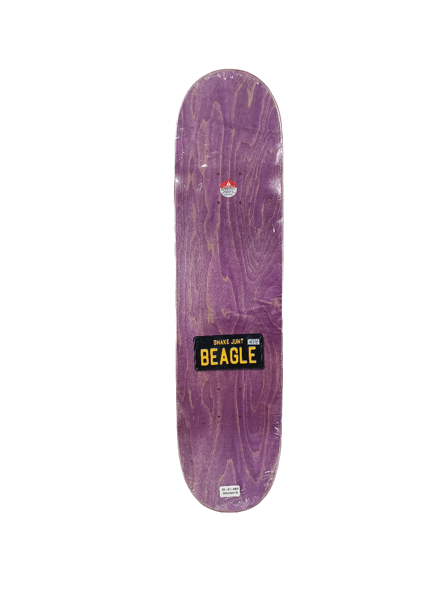 Shake Junt Beagle Cadillac Gold Foil Purple Size 8.25" Vintage NOS Deck