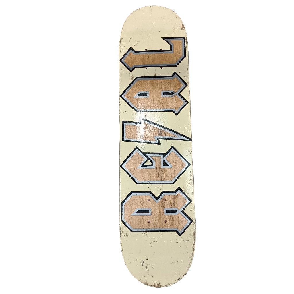 Real Classic Thunderbolt Logo Tan Woodgrain Black Grey Size 7.625" Vintage NOS Deck