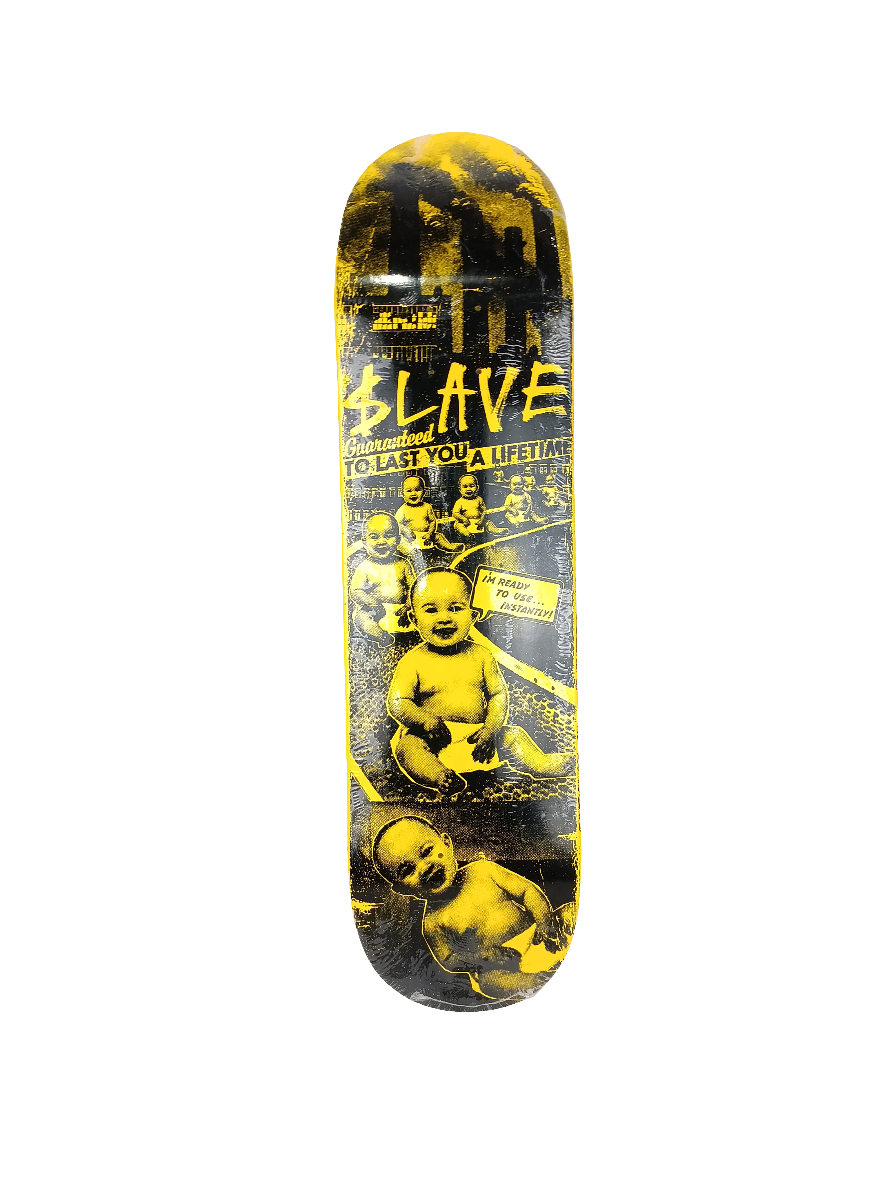 Slave Baby Factory Graphic Yellow Black 8.25 Skateboard Deck