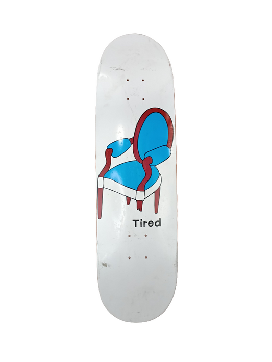 Tired Chair Graphic White Blue Red Size 8.25 Skateboard Deck