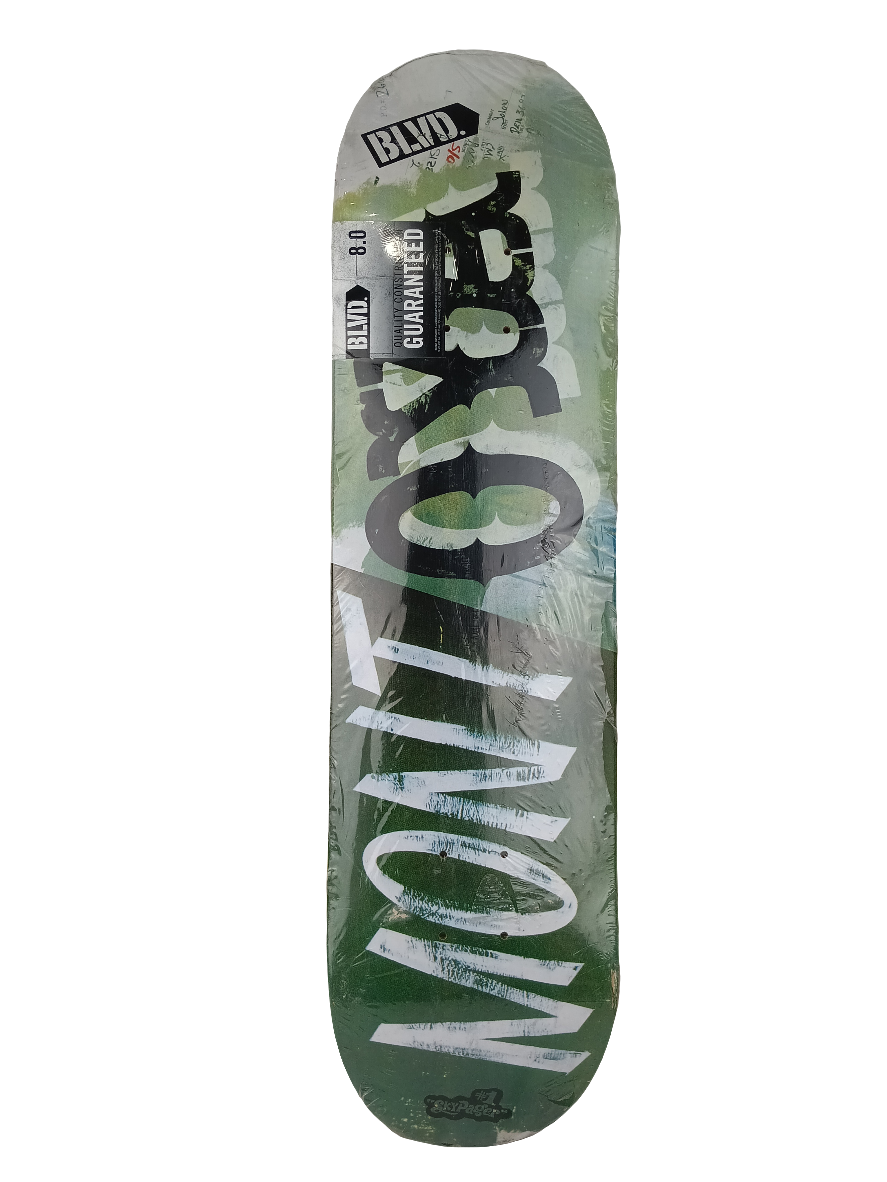 Boulevard Danny Montoya Receipt Green White Black Size 8.0 Vintage NOS Deck