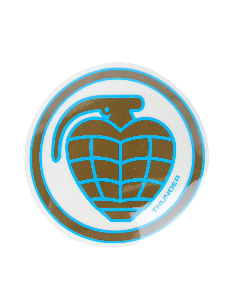 Thunder Grenade Clear Blue Brown 4" X 4" Vintage NOS Sticker