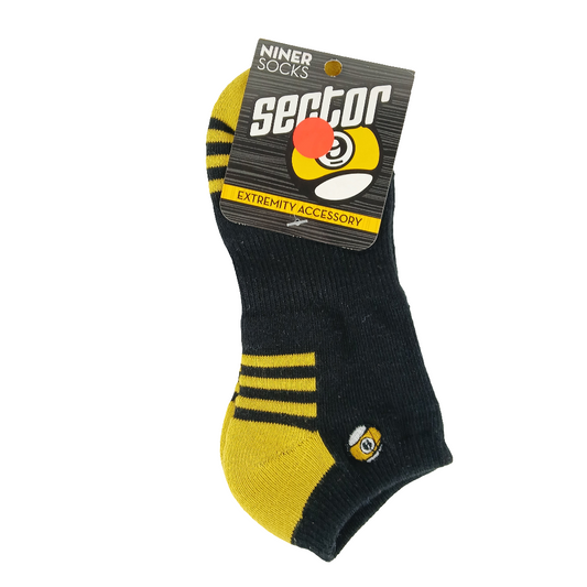 Sector 9 Black Gold Niner Mens Size 9 - 13 Low Cut Ankle Socks