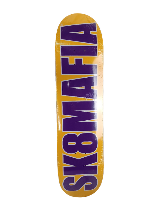 Sk8 Mafia Team Graphic Gold Purple White Size 7.9 Skateboard Deck