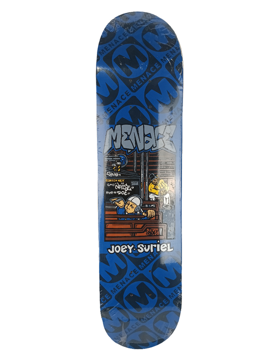 Menace Joey Suriel Graffiti Blue Brown Grey Size 7.5" Vintage NOS Deck