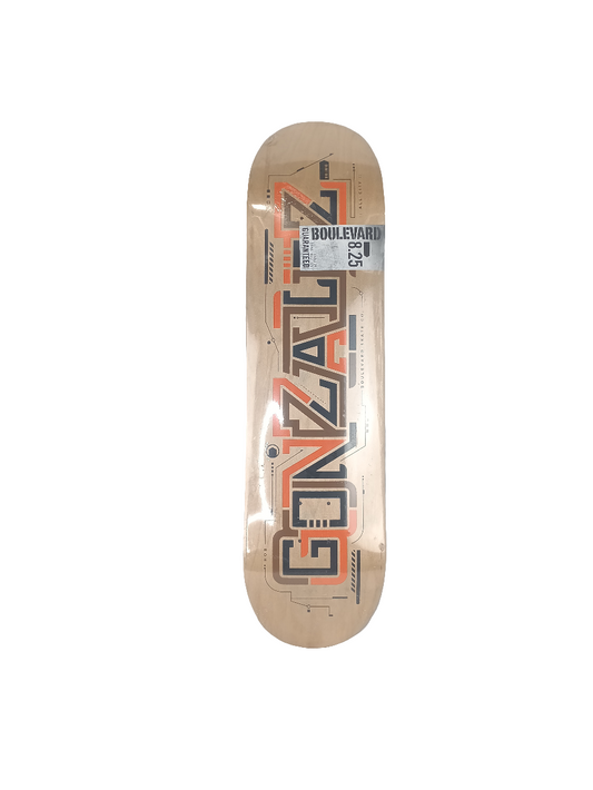 Boulevard Rob Gonzales Tan Woodgrain Orange Black Letters Size 8.25 Vintage NOS Deck