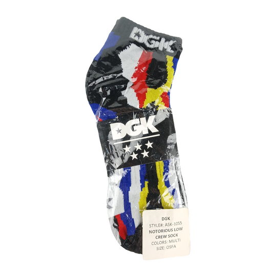 DGK Notorious Multi Color Mens Low Crew Socks One Size Fits All