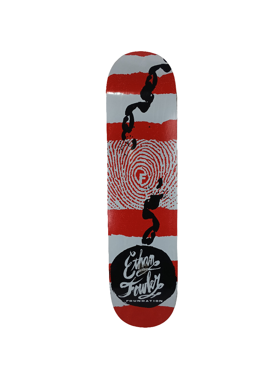 Foundation Ethan Fowler Fingerprint I Fought The Law Red White Black Size 7.625" Vintage NOS Deck