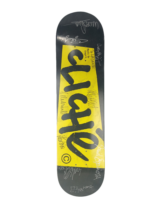 Cliche Team Autographed Deck Black Yellow Size 7.7" Vintage NOS Autographed Deck Multiple Signatures
