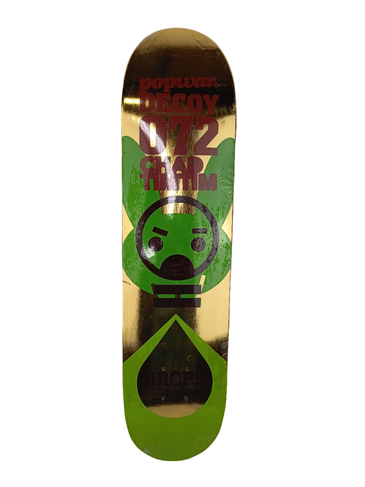 Popwar Skateboards Chad Tim Tim Gold Dipped Green Black Decoy 072 Technical Drops 7.75" Deck