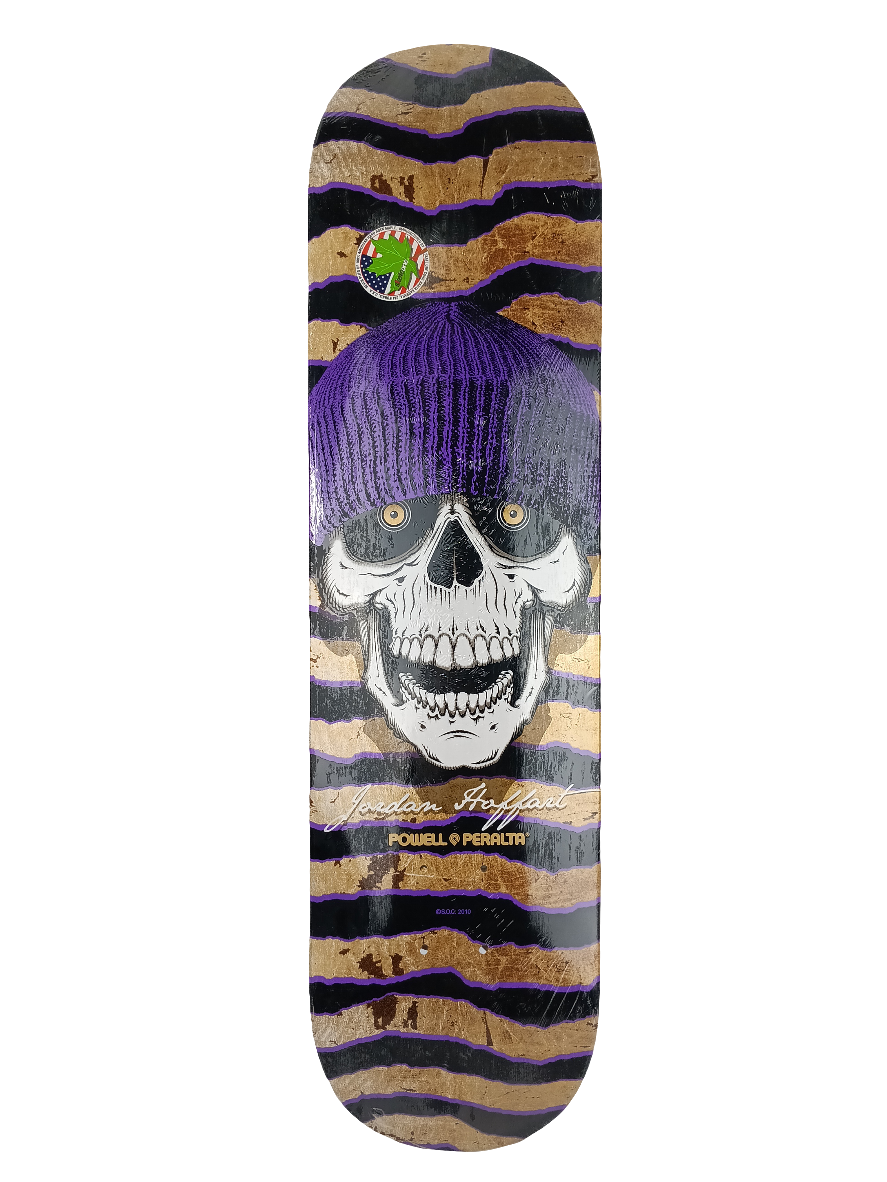 Powell Jordan Hoffart Skull w Beanie Purple Black White Size 8.1/8" Skateboard Deck