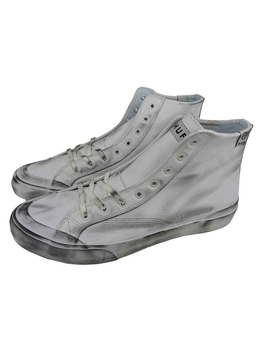 Huf Classic Hi White Leather VCPS006 Size 9.5 Shoes