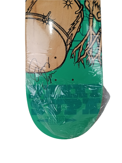 Stereo Danny Supa Signed Bigfoot Drummer Graphic Blank Teal Size 7.5 Skateboard Deck